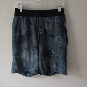 Lululemon Men's Sz Medium T.H.E Diamond Dye Short's Zip Pockets Gray Yoga Shorts